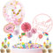 iZoeL 27 Stück Kuchendeko Schulanfang Mädchen SCHULKIND Tortendeko Einschulung Zuckertüte Cake Topper Konfetti Ballon Papierfächer ABC 123 Torten Cupcake Muffin Deko Tortenaufsätze