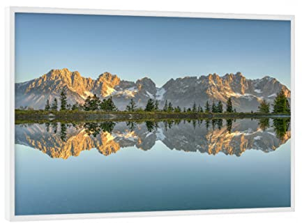 artboxONE Poster mit weißem Rahmen 18x13 cm Natur Kaisergebirge in Tirol - Bild österreich astberg astbergsee