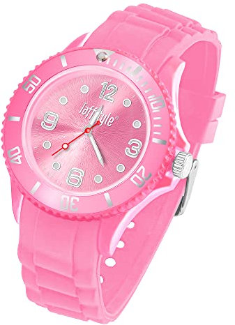 Taffstyle Armbanduhr Silikon Analog Quarz Uhr Farbige Sport Sportuhr Damen Herren Kinder Unisex 34mm Rosa