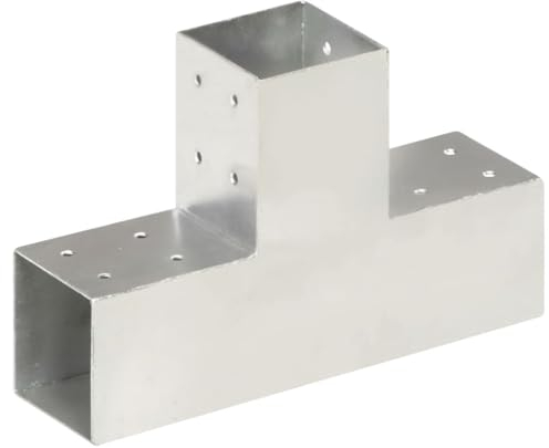 vidaXL Pfostenverbinder T-Form 3 Hülsen Balkenschuh Holzverbinder Eckverbinder Pfostenecke Balken Verbinder Feuerverzinkt Verzinktes Metall 81x81mm