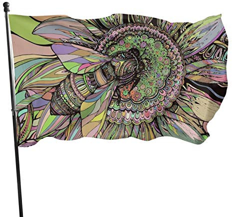 Fahnen, Biene auf einer Blume Flaggen 5 ft x 3 ft mit Ösen, Polyester-Flaggen Lichtbeständige Gartenflagge für Terrasse Garten Hof im Freien