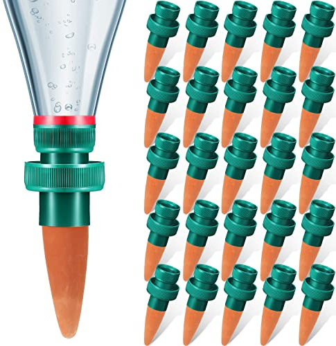 Patelai Terrakotta-Pflanzen-Bewässerungsspikes, selbst zu verwenden mit Cola-Flaschen, Zimmerpflanzen-Bewässerungsstäbe, automatisches Bewässerungssystem (25 Stück, Terrakotta)