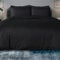 Sleepdown Soft Hotel Quality 225 THREAD COUNT Polycotton Black Satin Stripe Reversible Duvet Cover Quilt Bedding Set with Pillowcases Easy Care Bed Linen - Super King (260cm x 200cm)