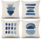 ASDCXZ Boho Kissenbezug 40x40 cm 4er Set, Modern Aquarell Halbkreis Muster Beige Blau Sofa Dekokissen Kissenbezüge Kissenhülle Waschbar Polyester Flachs Textil Polster Kopfkissenbezug Kissen Bezug