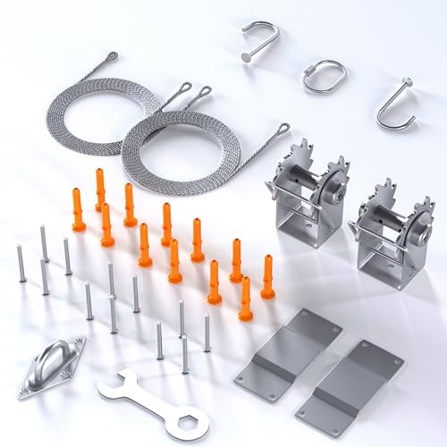 Amgo Hardware Kit Winch Set for Rectangle/Square Sun Shade Sails Canopy, Easy-Tensioning, 316 Military-Grade Stainless Steel(Winch + Hardware Kit + Cables)