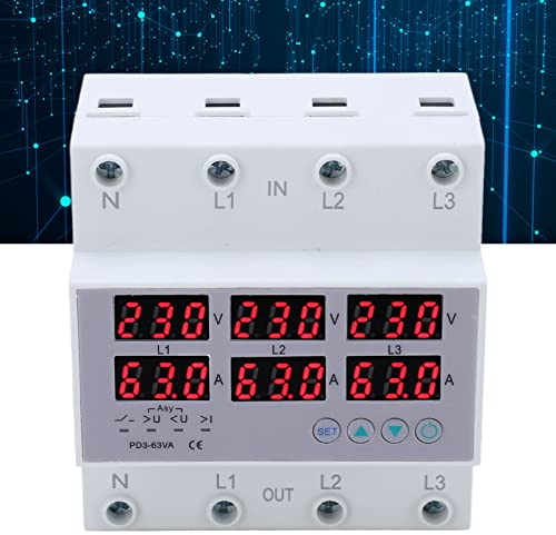 3 Phasen-Din-Schienen-Spannungs-Ampere Din-Schienen-Voltmeter automatischer Überspannung-Übers trom schutz AC 390-500V(63A)