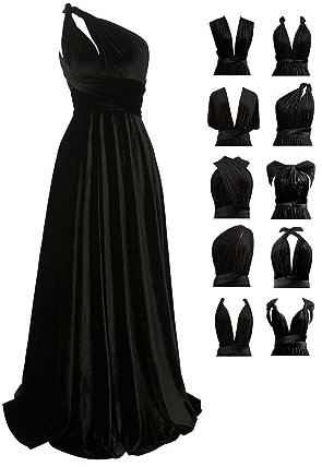 72styles Samt Infinity Wickelkleid Brautjungfernkleider - Samtkleid Damen Lang - Elegant Maxi Multi-Way Kleid Abendkleid, Hochzeitsgast Kleid,Ballkleid, Partykleid