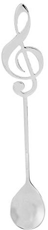 Dessert Spoon, Stainless Steel Musical Note Coffee Spoon Creative Staff Musical Notation Shaped Teaspoon for Coffee Stirring Drink Mixing(Silver)