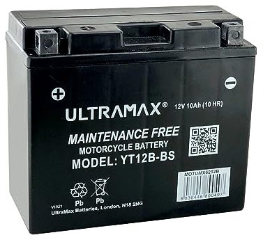 Ultramax YT12B-BS, 12v 10Ah Wartung Free VRLA AGM Motorrad Batterie