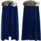 Damen und Herren Wollstoffumhang Mittelalterlicher Cosplay Umhang Rollenspiel Kostüm Mittelalterliches Holzschwert Für Erwachsene (Blue, L)
