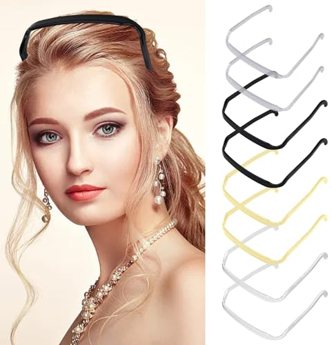 SPRHR 8 Stück Haarreif Sonnenbrille, 4 Farben Haarreifen Quadratisch, Unsichtbares Stirnband, Curly Thick Hair Headbands, Geeignet für die Reinigung, Gesichtsmaske und Make-up