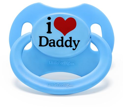 LittleForBig Großer Saugerschild Bedruckter Schnuller der Generation II in Erwachsenengröße I Love Daddy Muster Blau