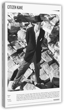 EYEZER Citizen Kane – Filmposter auf Leinwand, Poster, Wandkunst, Dekor, Bild, Gemälde für Wohnzimmer, Schlafzimmer, Dekoration, Rahmen-Stil, 30 x 45 cm