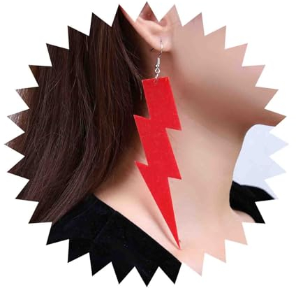 Dervivea 80er Jahre Neon Ohrringe Groß Acryl Blitz Ohrringe Rot Bolzen Tropfen Ohrringe Lange Neon Ohrringe Baumeln Übertrieben Partei Ohrringe Schmuck Für Frauen Und Mädchen