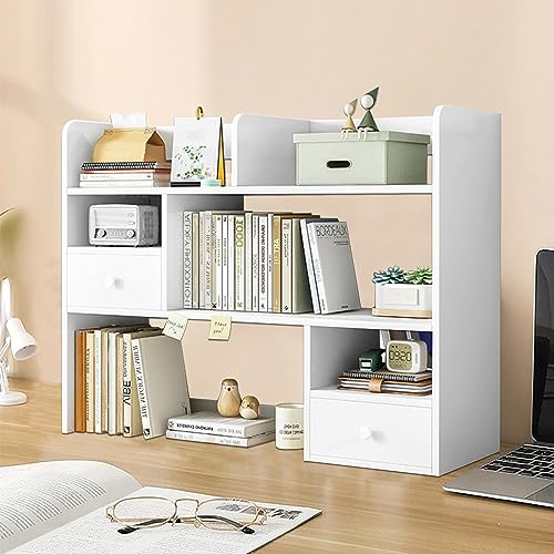 Undres Schreibtischregal, Bücherregal Weiß, Desktop Organizer Bücherregal, Kinderschreibtisch, Bücherregal Holz, Desktop-Bücherregal Tischregale, für Büros,Schulen,Wohnheim und Schlafzimmer. (Stil A)