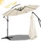 Fiqops Sombrilla de jardin 300 cm con manivela | sombrilla de aluminio con soporte, protección solar UV de aluminio, paraguas de manivela impermeable, Beige