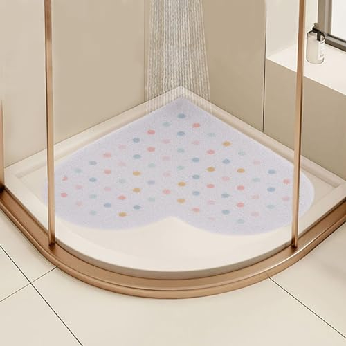 LY4U Tappetino Doccia Angolo Antiscivolo Antimuffa, 60x60 cm Tappetini Doccia a Forma di Cuore per Doccia Interno, Tappetini Bagno in PVC Asciugatura Rapida, Colorato + Bianco