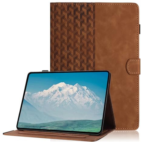 Custodia per Samsung Galaxy Tab A 10.1 2019 T510/T515 Cover in Pelle PU Case Coperchio Tablet Multi-Angli Supporto Pieghevole Cover Protettiva con Chiusura Magnetica Portapenna, Marrone