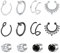 JFORYOU 12 Pieces Stainless Steel Fake Nose Ring Hoop No Pierced False Septum Tragus Ohr Lip Ringe Earrings Silver Black Piercing Jewelry