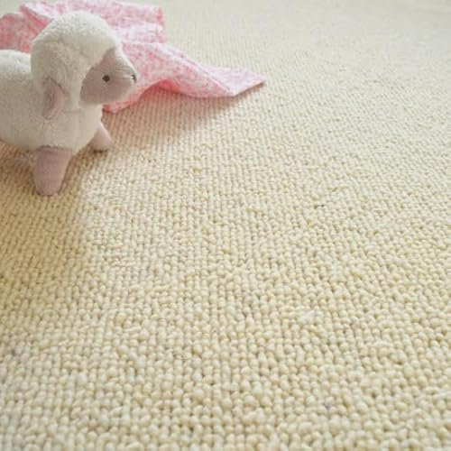 Decoweb Moquette Pure Laine Vierge bouclée - Latoon - Ecru - Echantillon 15 x 20 cm