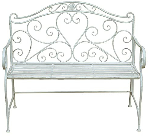 Park-Gartenbank, Outdoor-Freizeitbänke, wetterfeste und rostfreie Terrassenbänke aus Gusseisen, eine 2-Sitzer-Klappbank mit Rückenlehne und Armlehnen, Retro-Terrassenbank