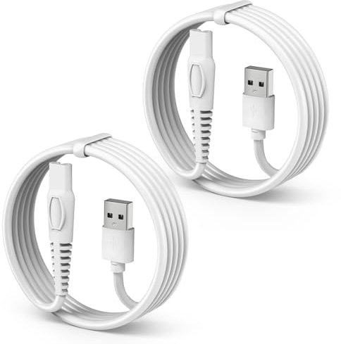 BOEEA 2 PCS Charging Cable Replacement for Krovena Women Electric Shaver, USB Charger Cord for Krovena Razor Trimmer Power Cord, White
