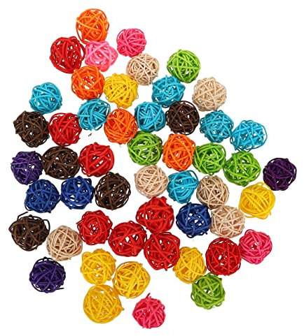 VOSAREA 50 Stück Farbige Takraw Kugeln Farbige Rattan Kugeln Weinreben Runde Kugel Kugeln Webkugeln Rattan Kugel Kugel Rattan Kugel Dekorative Schüsselfüller Fuji