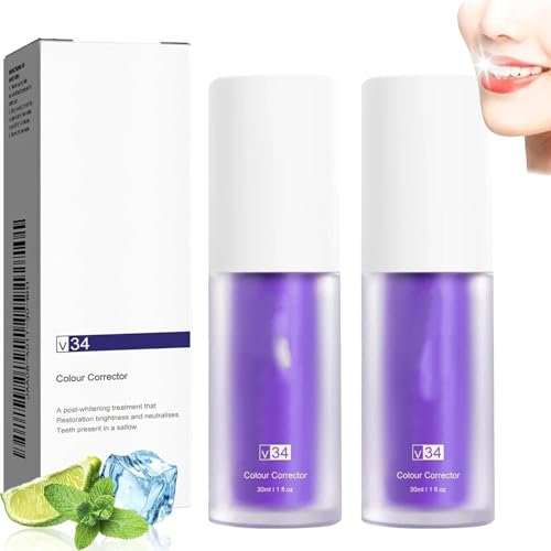 Purple Toothpaste for Teeth Whiteningm,Purple Teeth Whitening,Teeth Whitening Booster,Whitening Power Boost Toothpaste,Tooth Stain Removal