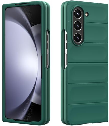 Custodia Compatibile con Samsung Galaxy Z Fold 5, Silicone Custodia per Tutto il Corpo, Copertura Antiurto con Fotocamera Protettivo, Cover Rigido al Tatto - Verde Scuro