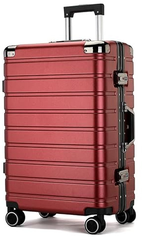 EclatVivid Maletas rígidas de policarbonato con marco de aluminio con cerraduras TSA, cargador USB, portavasos, Red, Check-In 24-Inch, Clásico