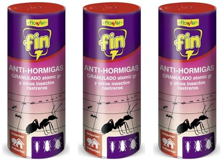 FLOWER x 3 Insecticida Talquera Antihormigas 400 gr | Repelente Suelo Interior y Exterior Insectos Rastreros, Hormigas, Pulgas, Chinches y Cucarachas | Fácil Aplicación (3 UNIDADES)