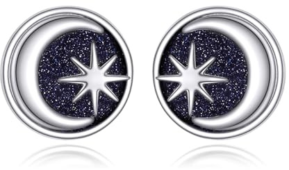 Orecchini in argento Sterling 925 con sole e luna per donne, ipoallergenici corpo celeste mezzaluna orecchini senza nichel, regalo minimalista per voi