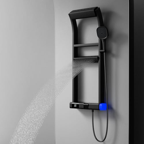 BEITH Set Doccia con Miscelatore Termostatico, 2025 Aggiornato 6 Funzioni Tasti del Pianoforte Colonna Doccia, Display Digitale, 40x10cm Soffione Doccia, Doccetta, Rubinetto per Vasca