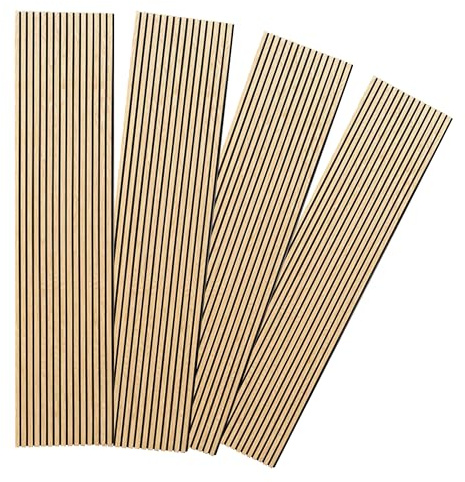 Vivodo Akustikpaneele | Farbe: Eiche | Wandpaneele in verschiedenen Formaten | Deko Wohnzimmer | Wanddeko in Holz | Akustik Paneele Wand | Lamellenwand (60 x 60 cm - 4 Stk.)