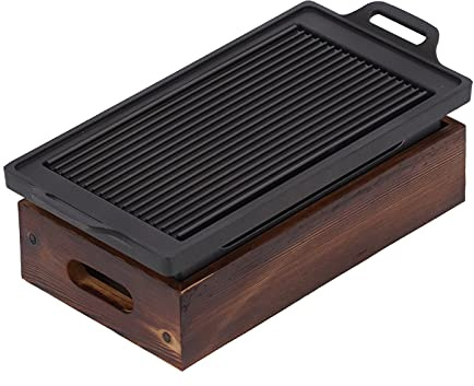 BAOFUYA Padella per Barbecue, Piastra per Grigliata per Interni Ed Esterni Antiaderente Senza Fumo, Lega di Alluminio con Design con Foro per l'olio per Barbecue Familiare da 3-5 Persone