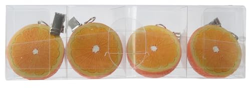 Decoris Tischdeckenbeschwerer Orange 5x5x3cm Keramik 4er Set - Tischdeckengewichte für Draußen mit Klammern aus Metall - Gewichte zum Beschweren - Tischdecken Beschwerer mit Clip