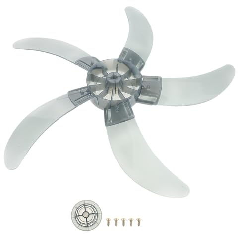 Lurrose Aspas de Repuesto para Ventilador de Pie de 18 Pulgadas (450 Mm), 5 Hojas de Plástico Gris Transparente, Accesorio Tuerca y 5 Tornillos, Recambio para Ventiladores de Pedestal