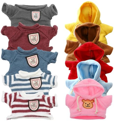Joygoodta 10 Stück Stofftier-Kleidung, Bequeme Teddybär-Kleidung und Pullover, lustiges Cartoon-DIY-Tuch für Stofftiere, passend für die meisten 15, 2–20, 3 cm großen Bärenspielzeuge