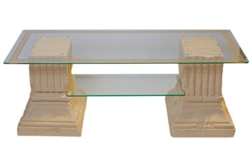 Antikes Wohndesign Couchtisch Wohnzimmertisch Glastisch Säulentisch
