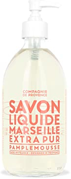 La Compagnie de Provence - Savon Liquide de Marseille 495ml - Parfum Pamplemousse Rose - Flacon en Verre - Pour Corps et Mains - Made in France