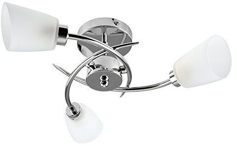 MiniSun | Modern 3 Way Spiral Polished Chrome Ceiling Light Fitting with Frosted Glass Shades | Pendant Lights, Home Décor & Improvement Essential | Includes Bulb [3000K Warm White] | Mains Wired