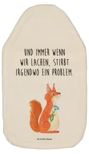 Mr. & Mrs. Panda Wärmflasche Eichhörnchen Blume - Geschenk, Tiere, Spruch positiv, Tiermotive, lustige Sprüche, Motivation Bilder, Wärmflaschenbezug,