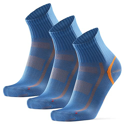DANISH ENDURANCE Quarter Sportsocken (EU 35-38, Blau/Orange - 3 Paare)