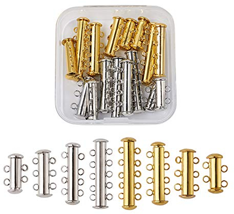 Pandahall 16 Sätze Golden & Platinum Messing Multi-Strang Magnetverschluss Verschlüsse Halskette Armband Schmuckherstellung Rohrverschlüsse