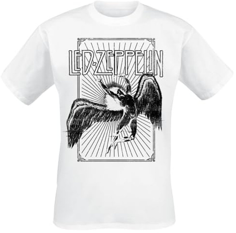 Led Zeppelin T Shirt Icarus Burst Band Logo Nue offiziell Herren Weiß