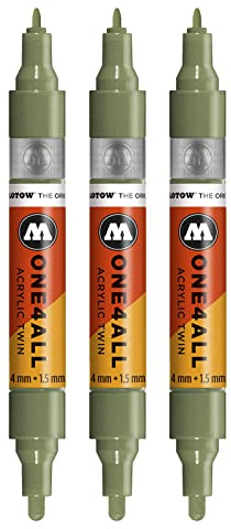 Molotow One4All Acrylic Twin Marker (Strichstärke 1.5 mm und 4 mm, hochdeckend und permanent) 3 Stück Farbe 205 as hell