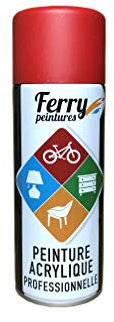 Bombe de peinture Rouge feu Mat - 400ml - Qualité Professionnelle - Ferry