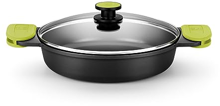 Bra Foodie 28cm 3,0L Low Casserole Pan. Premium Aluminium cast Non Stick Casserole Dish with Lid. Suitable for All Heat Sources Including Induction. Oven Safe Body, 100% PFOA-Free