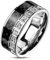 Paula & Fritz® Ring Damen Carbon-Inlay Zirkonia 316L Chirurgenstahl Gr. 67 (21,3) Silber/Schwarz Damen-Ring Partnerring Herren-Ring Freundschaftsring