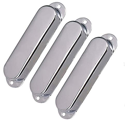 3 Stück geschlossene Messing-Tonabnehmer-Abdeckungen für Fender Strat Squier E-Gitarre (Silber)